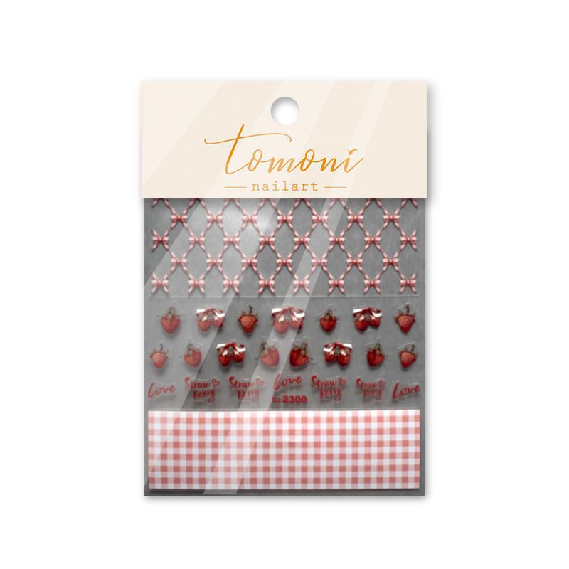 365nails: "Nœud à Carreaux Fraise Sucrée" – Autocollants pour ongles