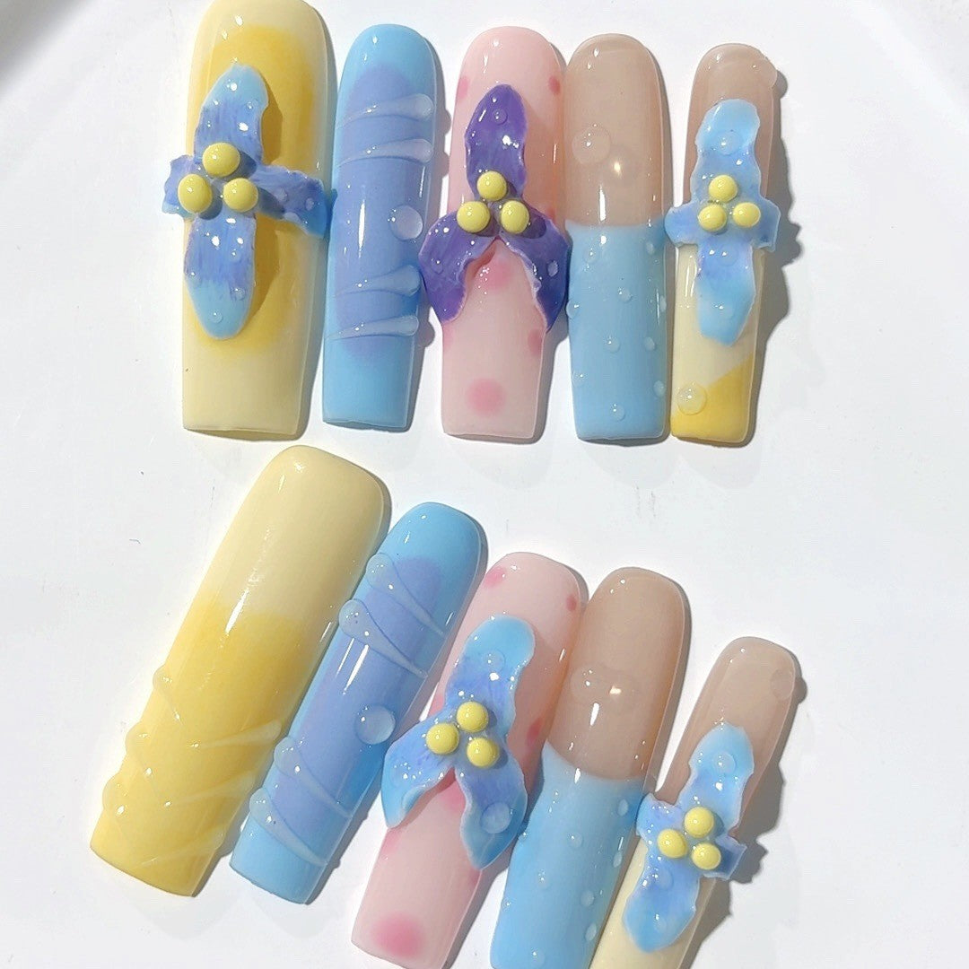 Pastel Dream Bow Sculpted Press On Nail Set