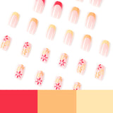 Manicure de pressão, manicure de pressão de flor simples, remendo de manicure francesa de três cores, atacado de peças de unhas, atacado de produtos para unhas｜365nails