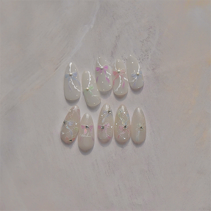 Pastel Ribbon Bow – Crystal Nail Art Accent Set