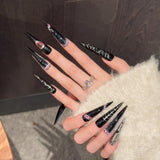 Unhas Premium Sweet and Cool Babes Devil's Eye Metal Angel Personality Dark extra longas Tip Wear | 365nails