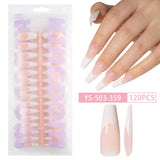 Nail tips French press on nails, simple long ladder manicure removable fake nails 120 pieces, prefabricated nail wholesale