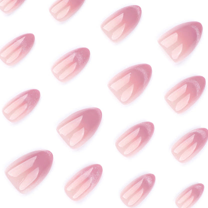 Explosive French pink and purple cat eye , simple short almond nail , repeatable  nail art｜365nails