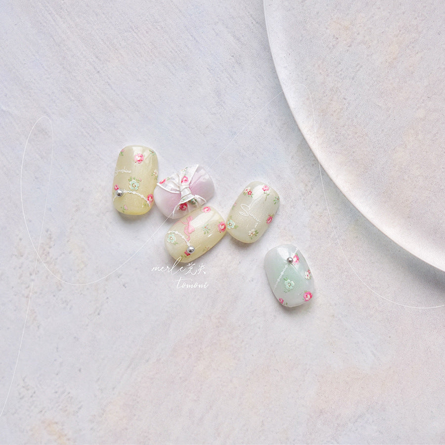 Mini Rose Bow Collection: "Blush Petal" – 3D Embossed Nail Sticker