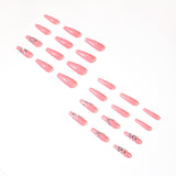 Pó para unhas postiças Long Ballet LOVE Nail Patch Patch removível para unhas ｜365nails