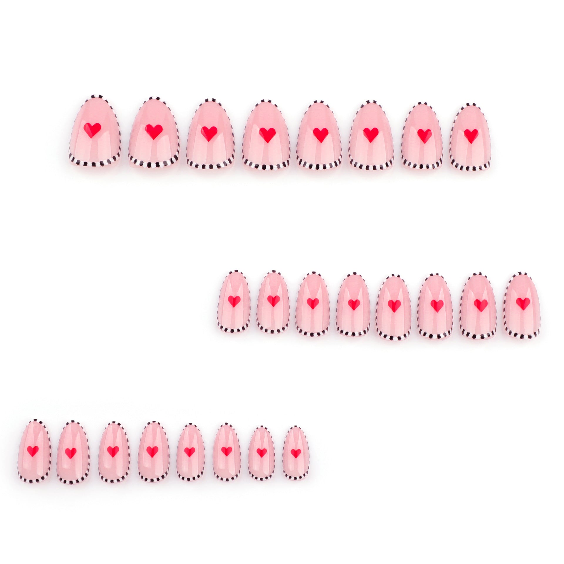 Black and white striped short wear nail simple love Valentine's Day nail art fake nails almond fake nails nail piece｜365nails