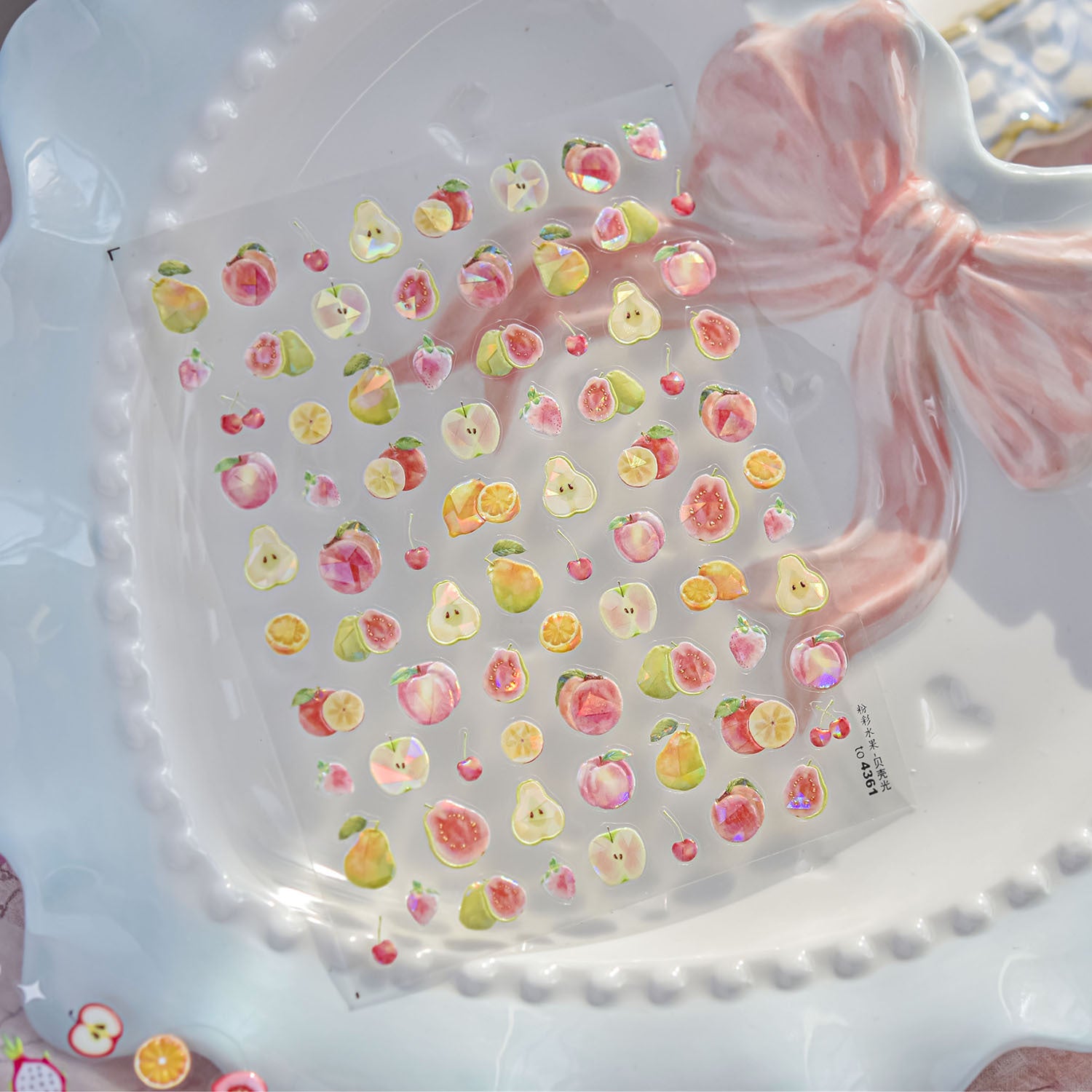 Iridescent Summer Fruits: "Fruity Summer Glow" – 5D Embossed Nail Sticker