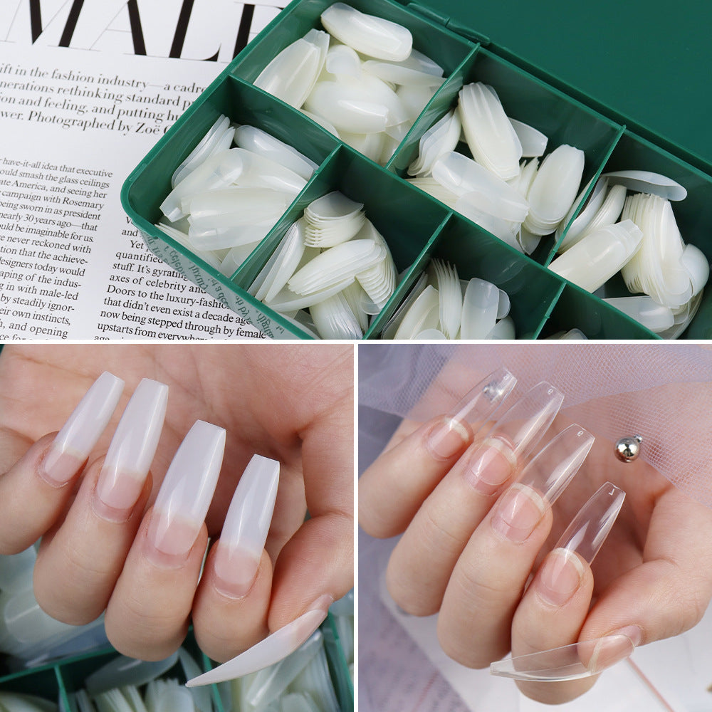 Nail Tips nail pads press on nails patches Nail art transparent patches Full stickers Long ballet nail fake nails 500 pieces in a box