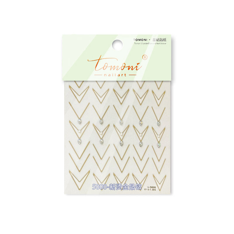 Minimalist Chevron: "Silver Crystal Chevron" – 3D Embossed Nail Sticker