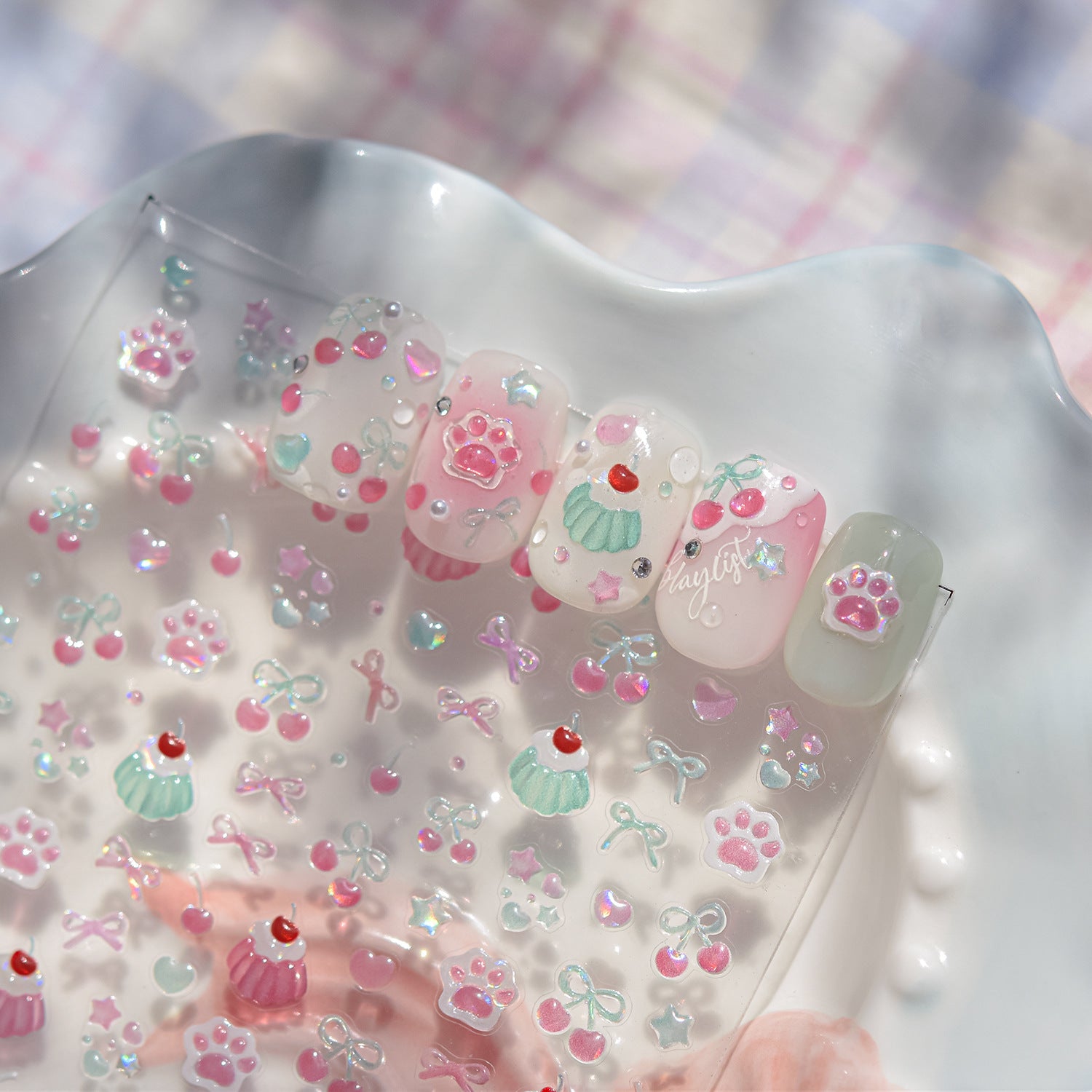 Jelly Dessert Collection: "Jelly Cherry & Cupcake" – 3D Embossed Nail Sticker