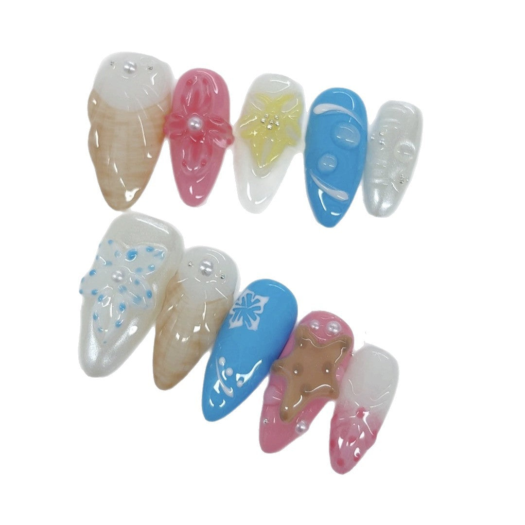 Pastel Dream: "Candy Flower" – Almond Press-Ons