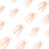 Nail art piece Finished white French silver pentagram white rhinestone nail piece Finished removable advanced nail｜365nails