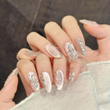 Pink Crystal Shimmer Elegant Nails