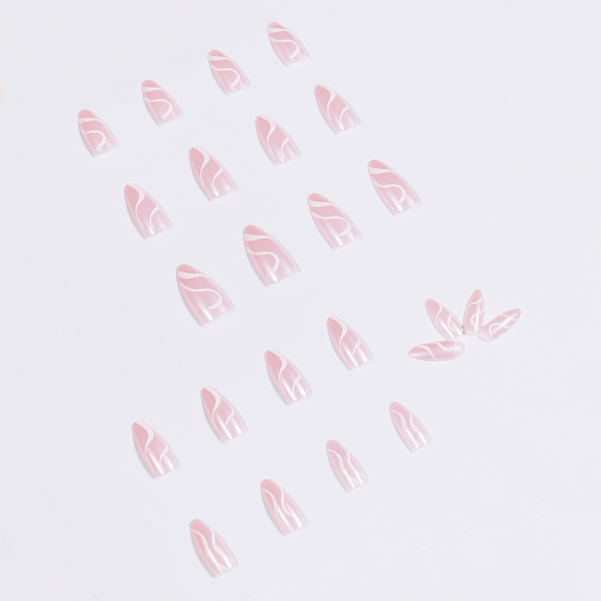 Unhas postiças francesas simples com impressão pop Sense, unhas removíveis e finalizadas ｜365nails