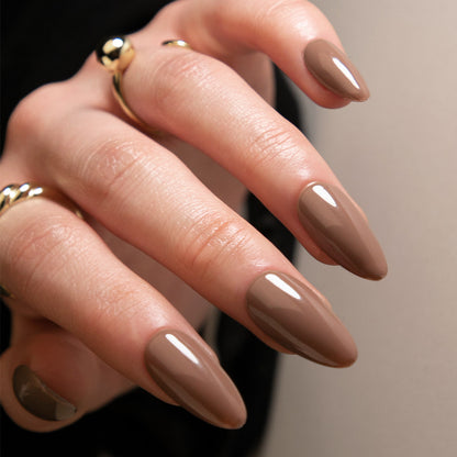 Popular color solid color manicure fake nail almond glossy wearable wearable nail removable nail piece｜365nails