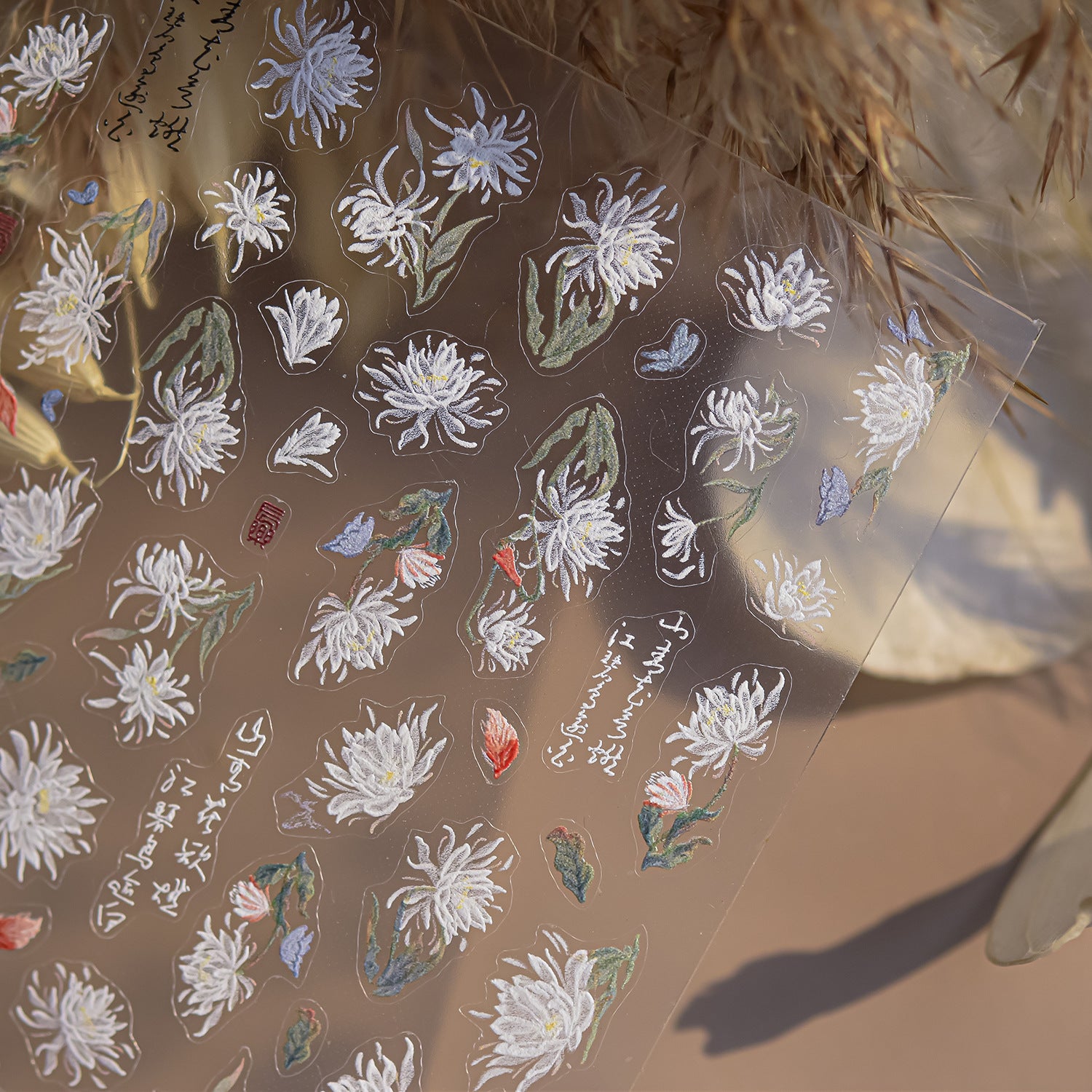 金色菊花：「典雅秋日菊花」 – 5D 浮雕甲貼