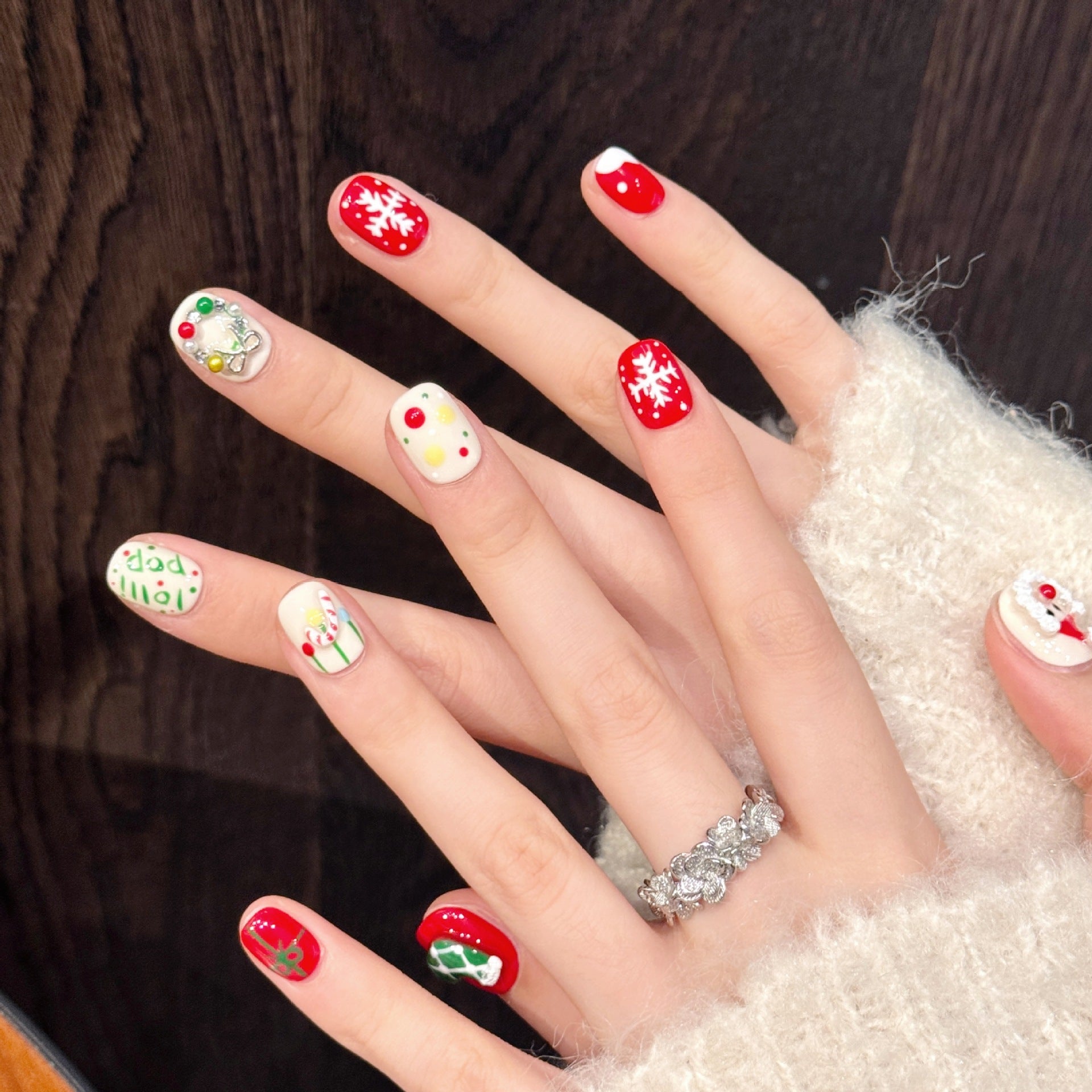 Merry Red Cute Christmas Holiday Nails