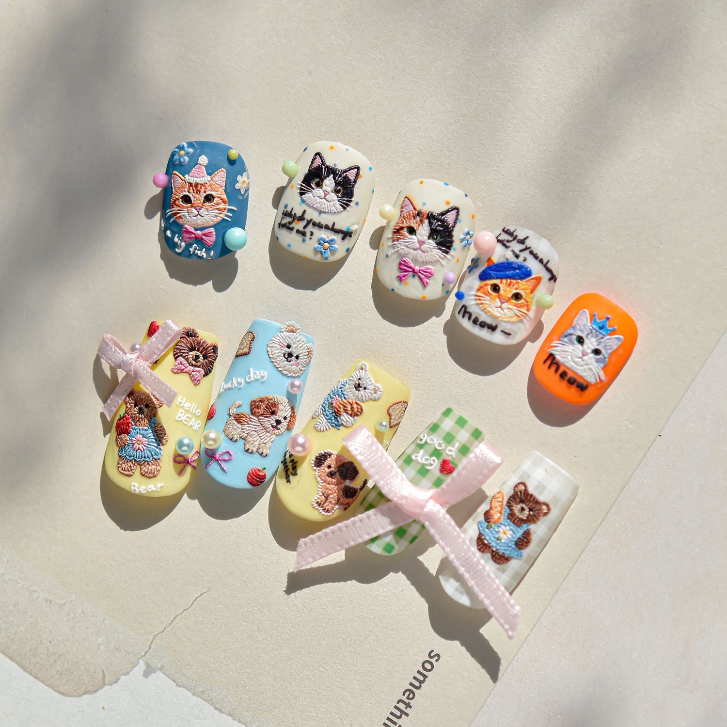 Cute Cat Emboss – Pet Lover Nail Art Stickers