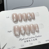 Star spar cat eye Handmade Press-on Nails short spring and autumn whitening  detachable finished ｜365nails