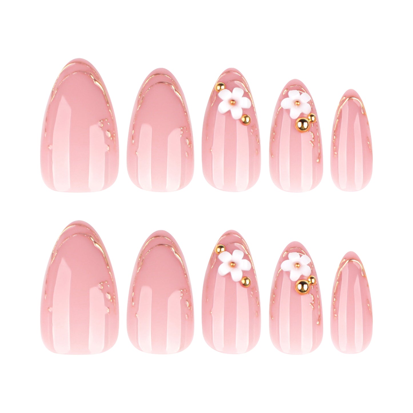 Soft Almond Yellow French Tips Glossy Everyday Press-On Nails