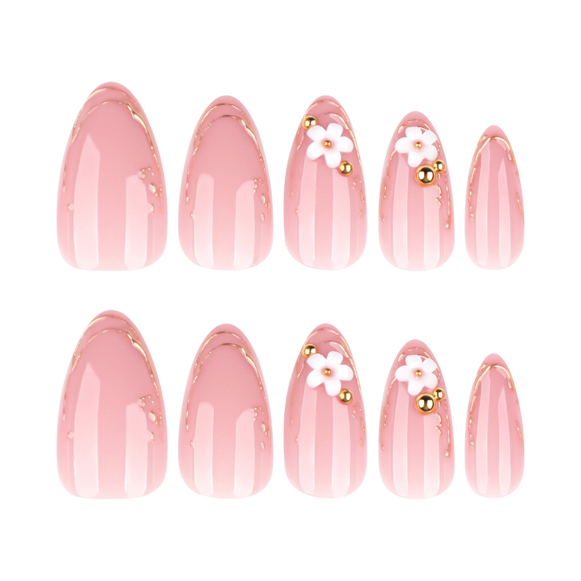 Soft Almond Yellow French Tips Glossy Everyday Press-On Nails