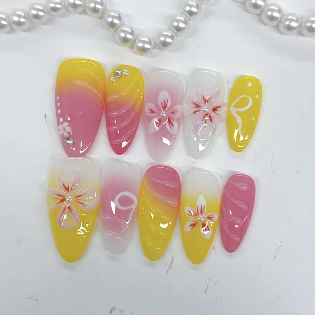 Summer Bloom: "Mango Lily" – Almond Press-Ons