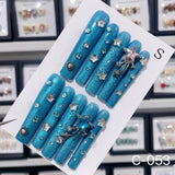 Extra Long 5.5cm Water Pipe Press-On Nails | Handmade Collection | Round Shape