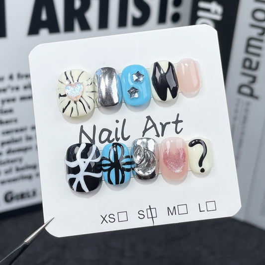 Short handmade worn nail hand-painted nail patch wearable nail sticker wholesale｜365nails
