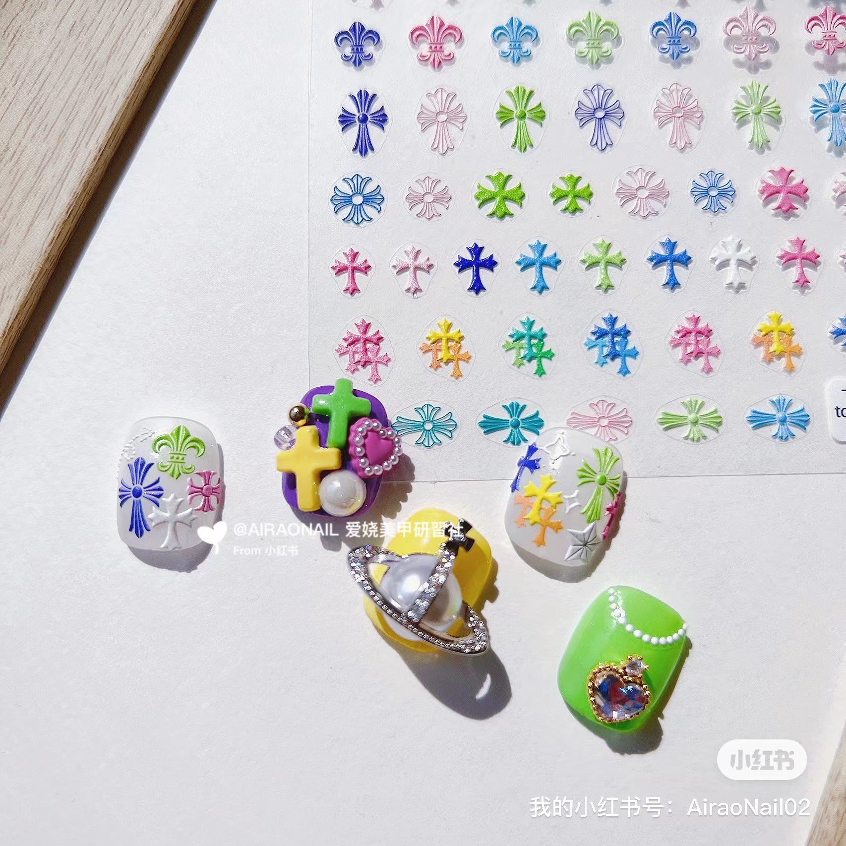Pastel Crosses – Soft Gothic Nail Art Accent Set