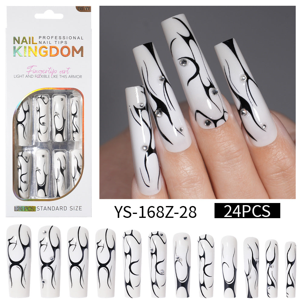 Long press on nails, French versatile patch nail art removable prefabricated fake nail press on nails piece