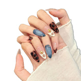 Mysterious Mixed Pattern Burgundy Celestial Press-On Nails