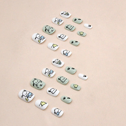 Scribbled puppy little yellow chicken super cute kids nails 24 pieces｜365nails