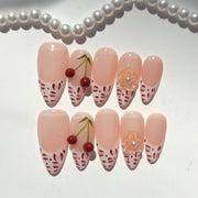 365nails-櫻花：「果香花卉」 – 杏仁形 手工製 3D 雕刻 穿戴甲