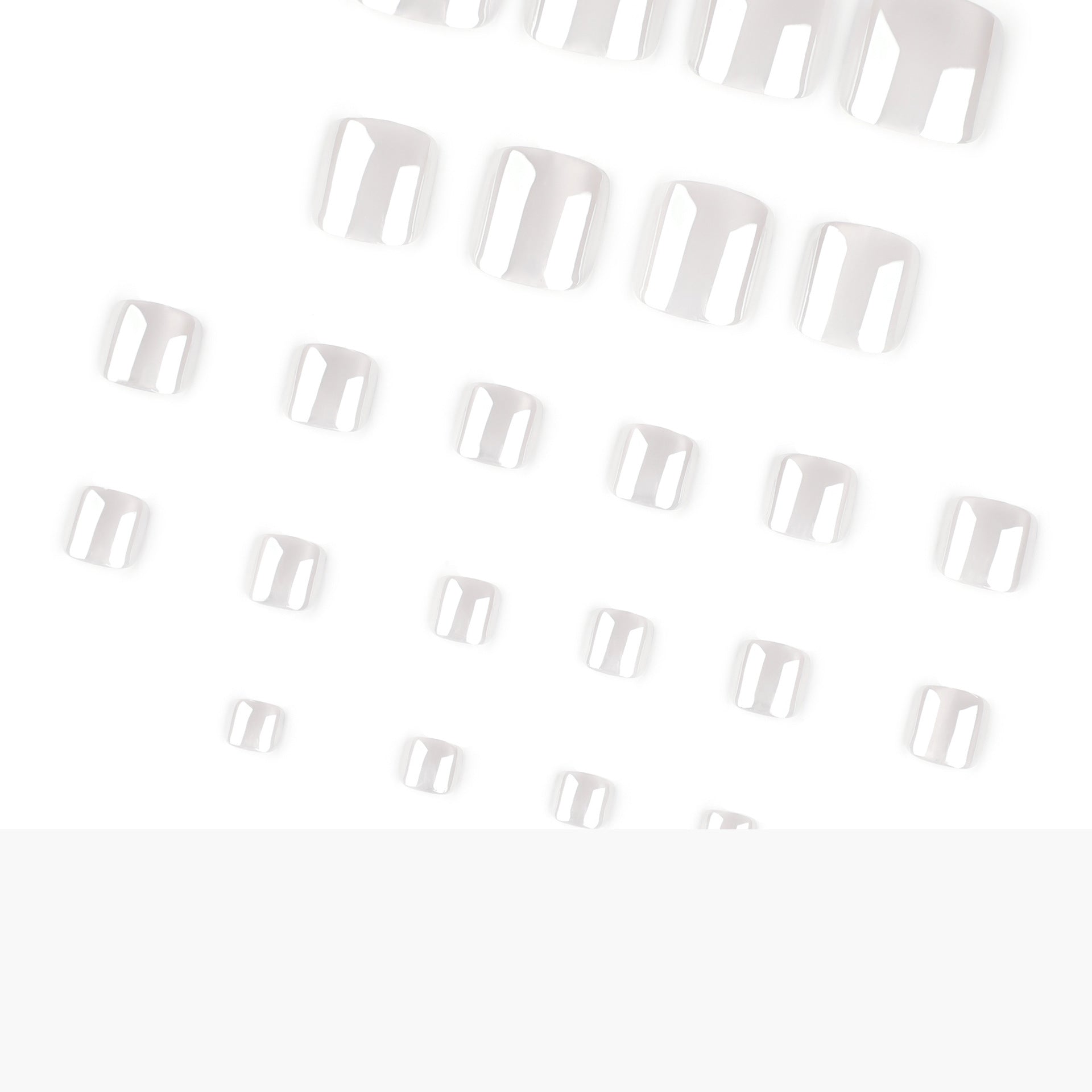 Glossy Pearl White Press On Toenails with Square Shape