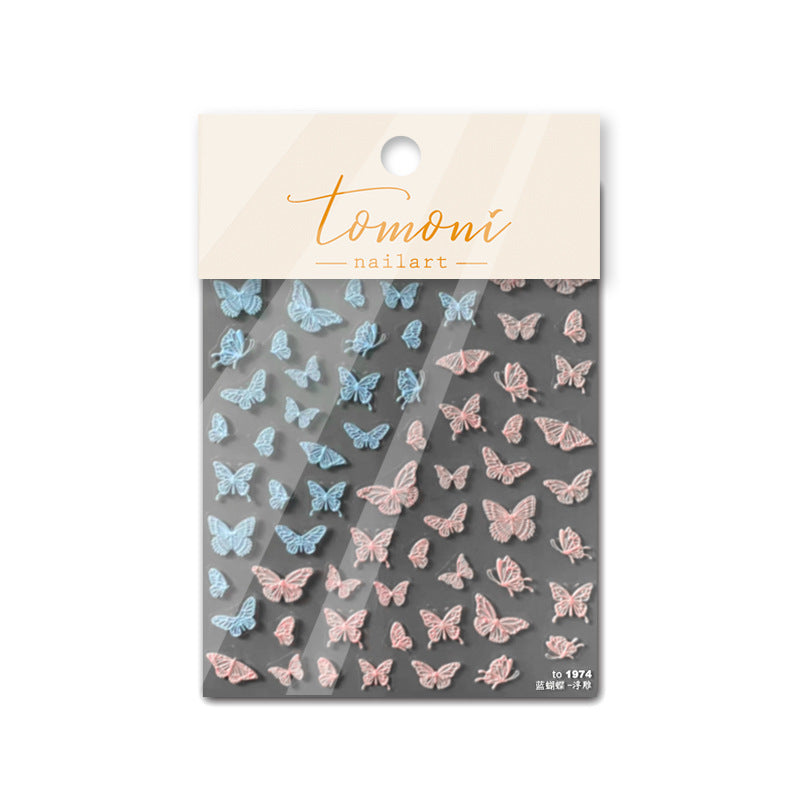 Blue & Pink Butterfly Flutter – Delicate Nail Art Set