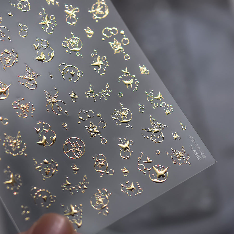 365nails: "Gold Metallic Butterfly Bubble" – Nail Art Stickers