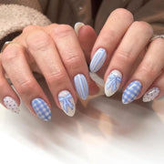 Long Square Press On Nails with Purple Gradient & Snowflake Accents