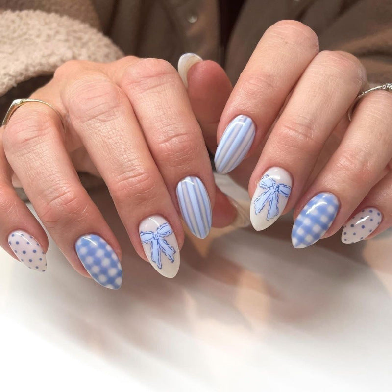 Long Square Press On Nails with Purple Gradient & Snowflake Accents