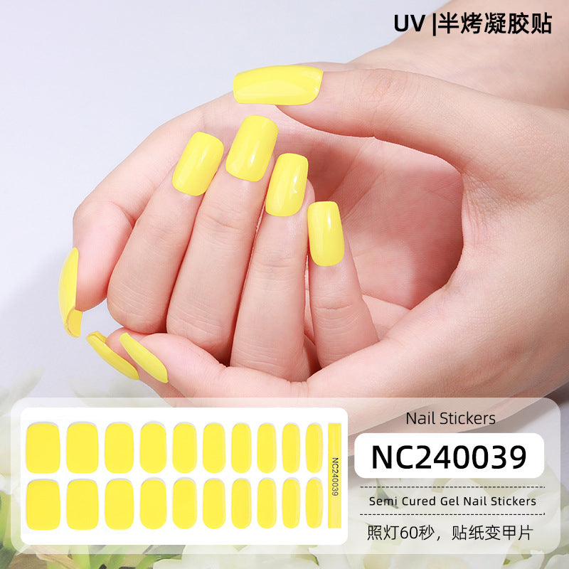 Semi-Cured Gel Nail Strips Pure Color Vibrant Multi-Shade Glossy Set (MOQ=3)
