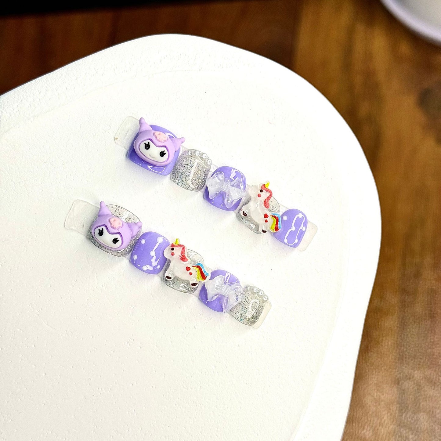 Cute Candy Cartoon Kids Press On Nails Mixed Style Set