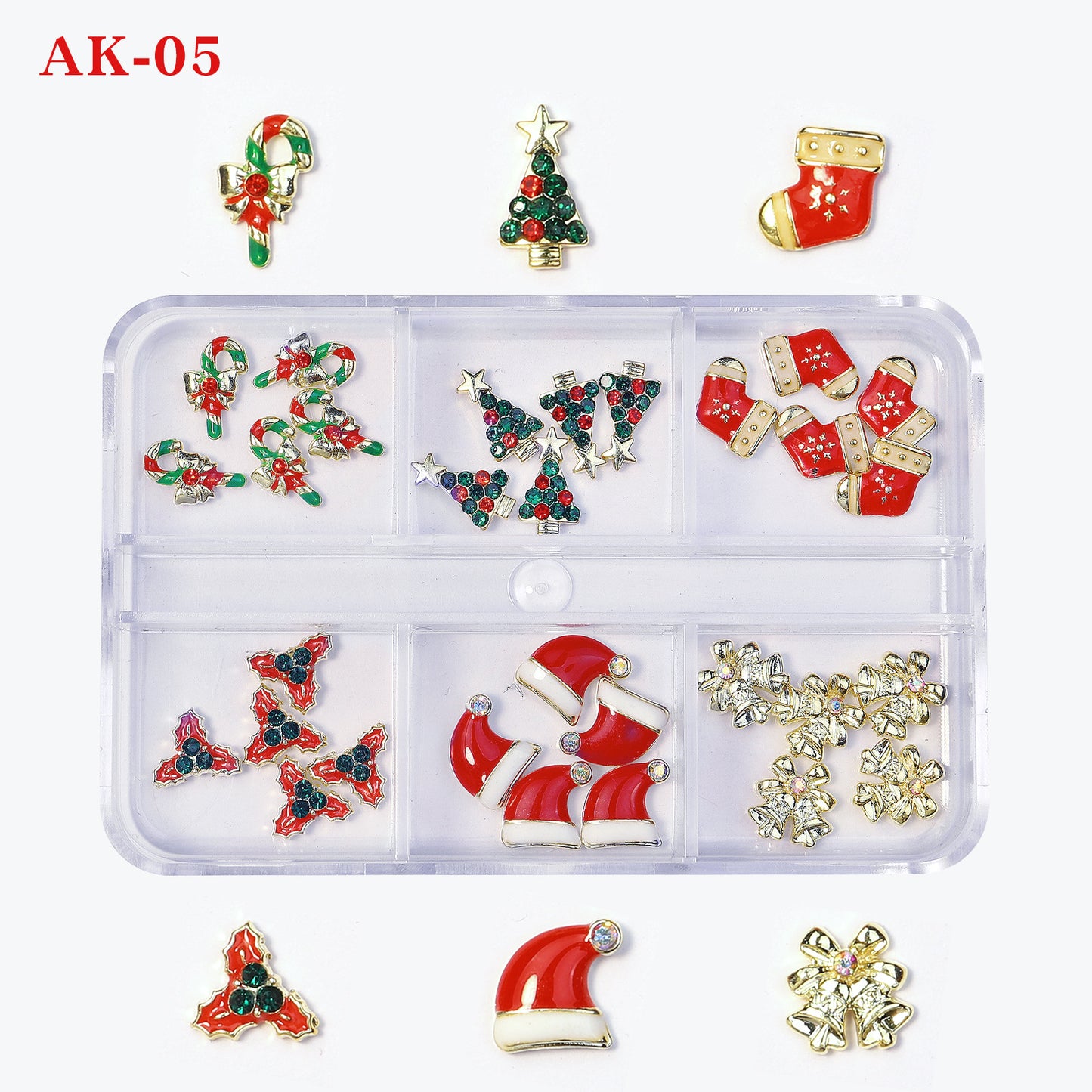 Christmas Alloy Nail Charms Set – 3D Festive Decorations for Holiday Nail Art (MOQ=3)