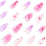3D three-dimensional flower pink smudge press-on nails