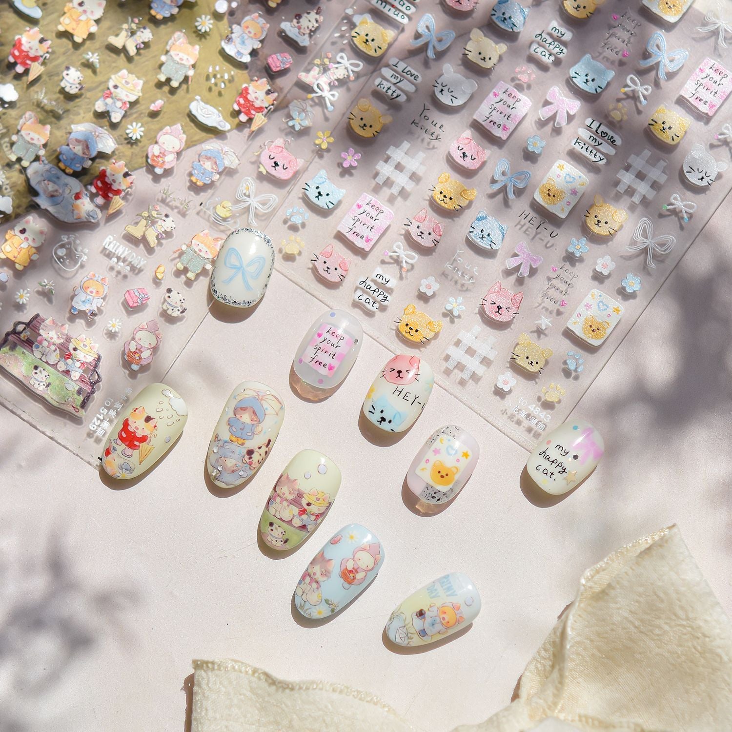 365nails: "Cute Cartoon Cat" – nail art stickers