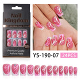 Orange French Floral Crystal Press On Nails (MOQ=3)