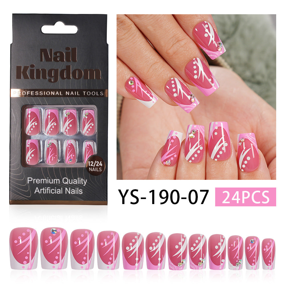 Orange French Floral Crystal Press On Nails (MOQ=3)