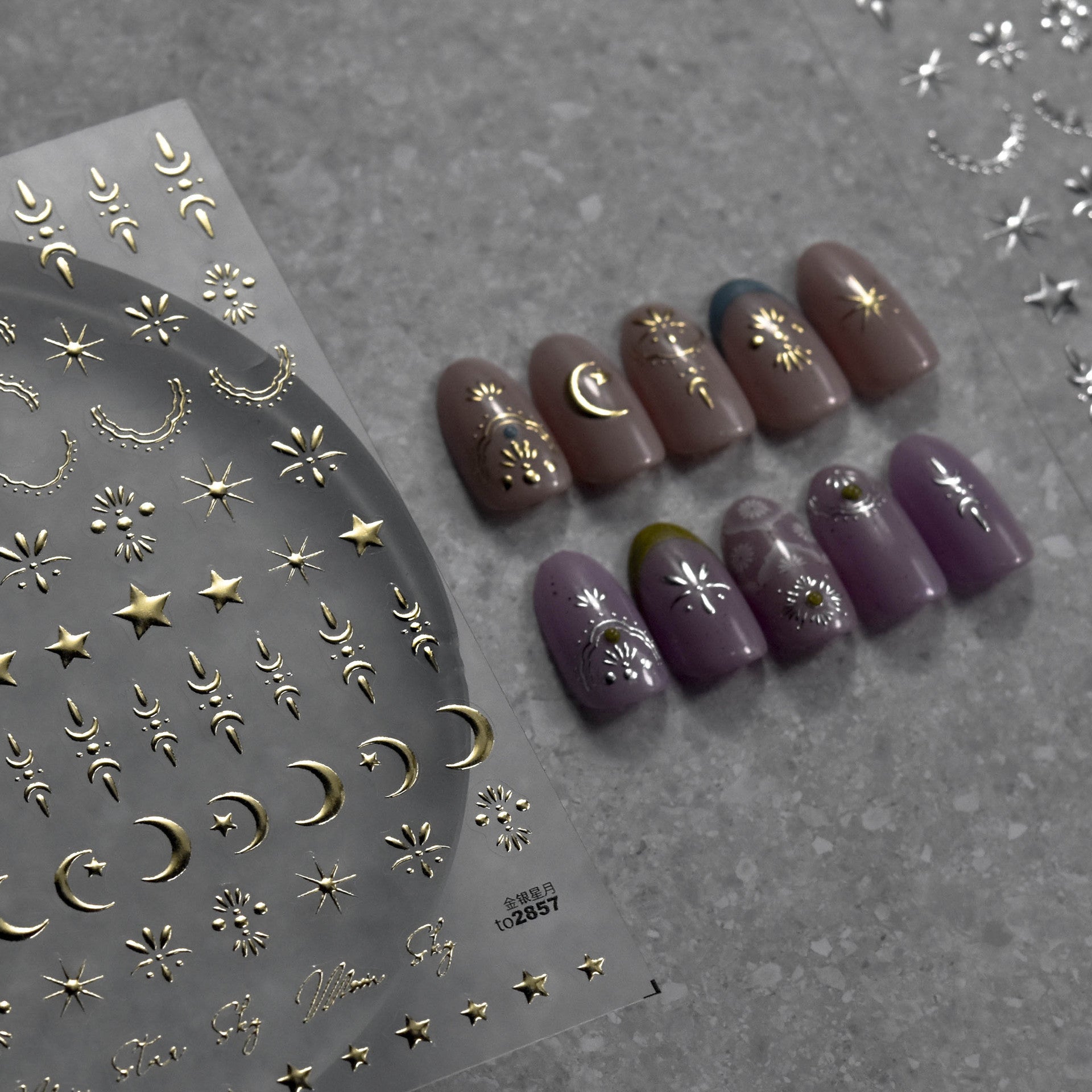365nails: "Gold Foil Star Moon Celestial Ornament" – nail art stickers