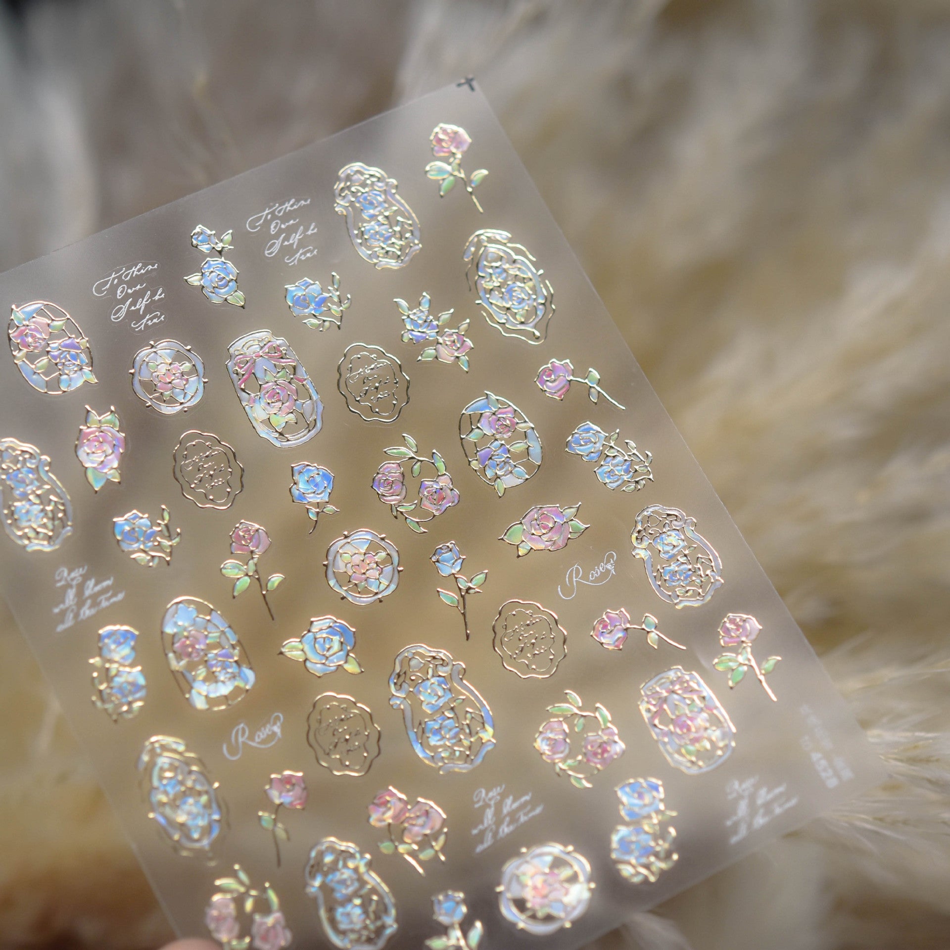 Mother-of-Pearl Vintage Rose Collection: "Vintage Baroque Rose" – 3D Embossed Nail Sticker
