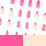 Uñas postizas con purpurina y borde francés en rosa y rojo, venta al por mayor, producto terminado para uñas postizas | 365nails