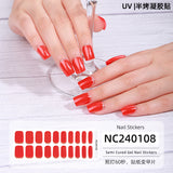 Semi-Cured Gel Nail Strips French Glitter Pink Sparkle Glossy Set (MOQ=3)