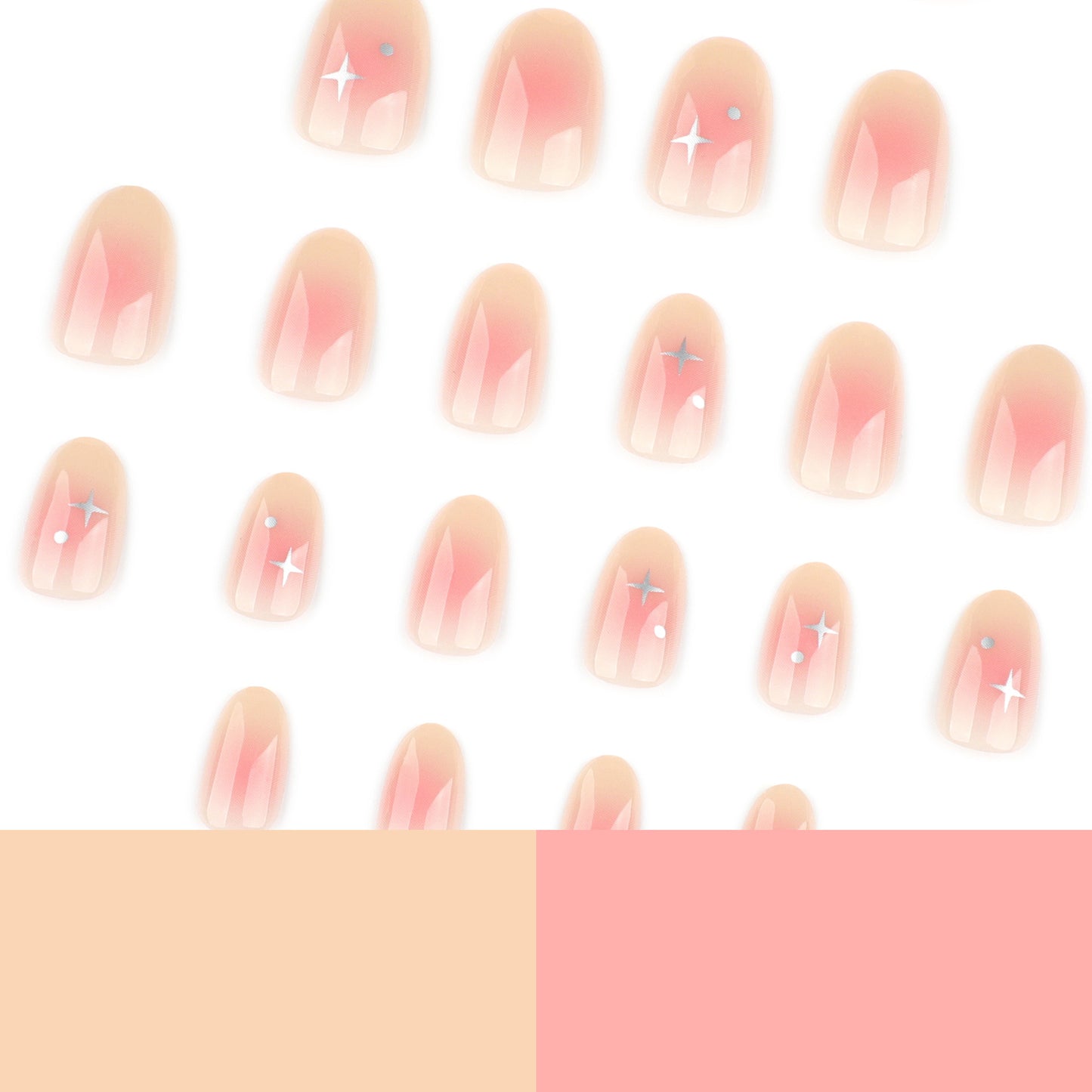 Soft Pink Gloss Nails with Subtle Silver Star Accents